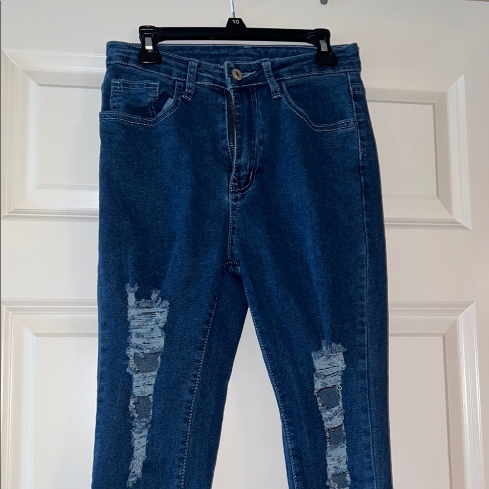 Classic Blue Distressed Women's Jeans